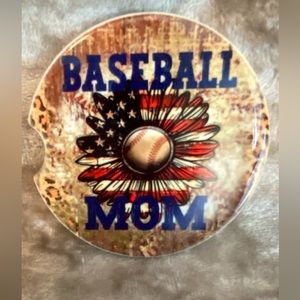 Set of 2 ceramic car coasters - Baseball Mom